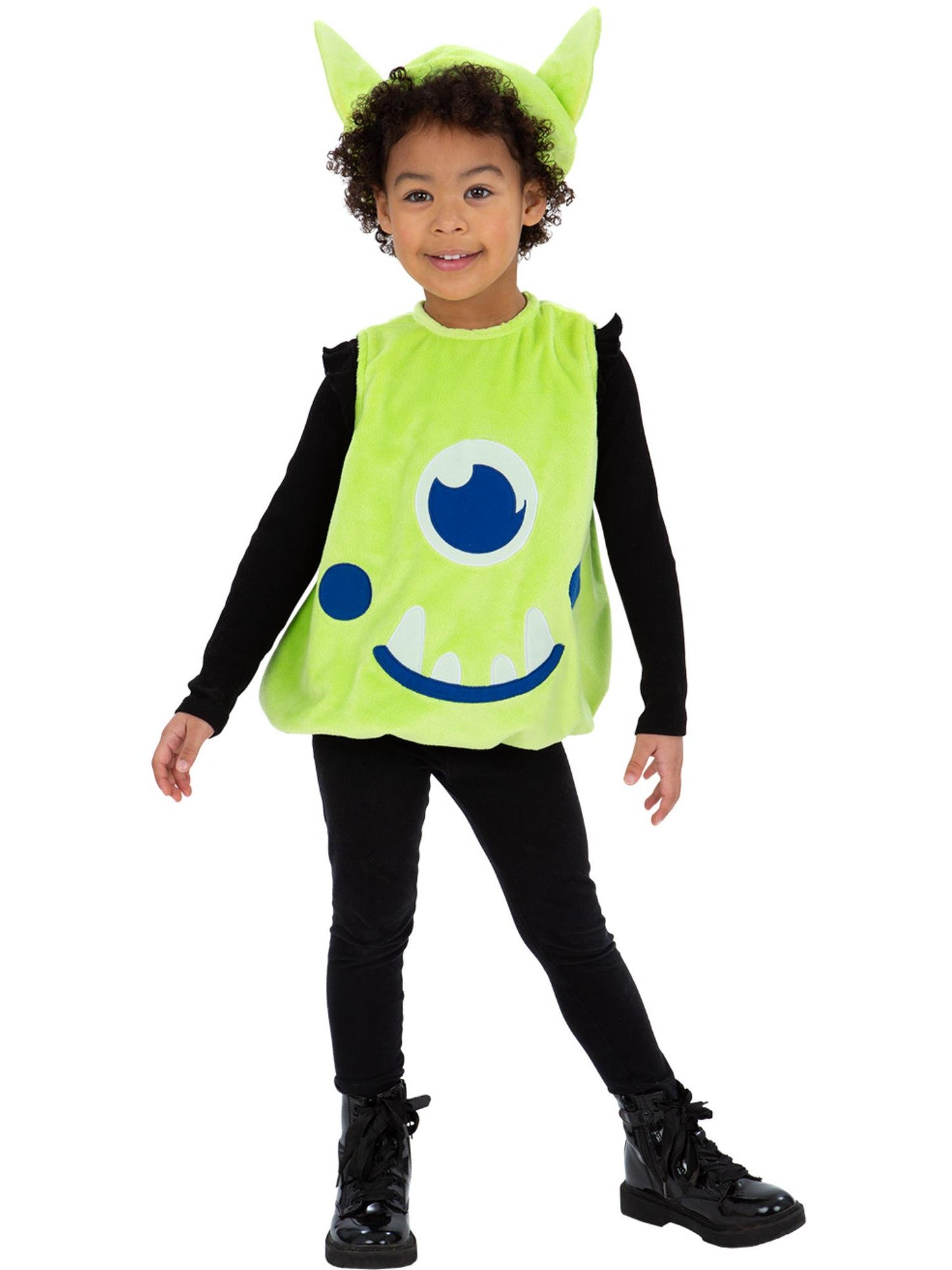 Smiffys grünes Alien-Kostüm für Kleinkinder mit Tabard und Hut – Produktansicht