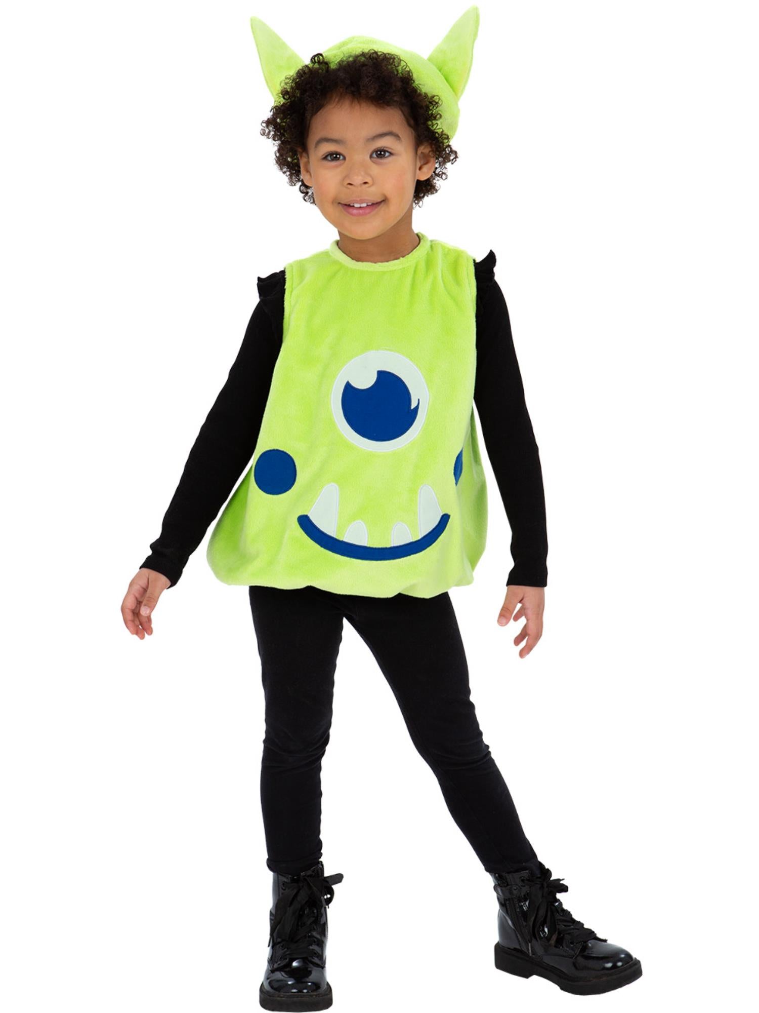 Smiffys grünes Alien-Kostüm für Kleinkinder mit Tabard und Hut – Produktansicht
