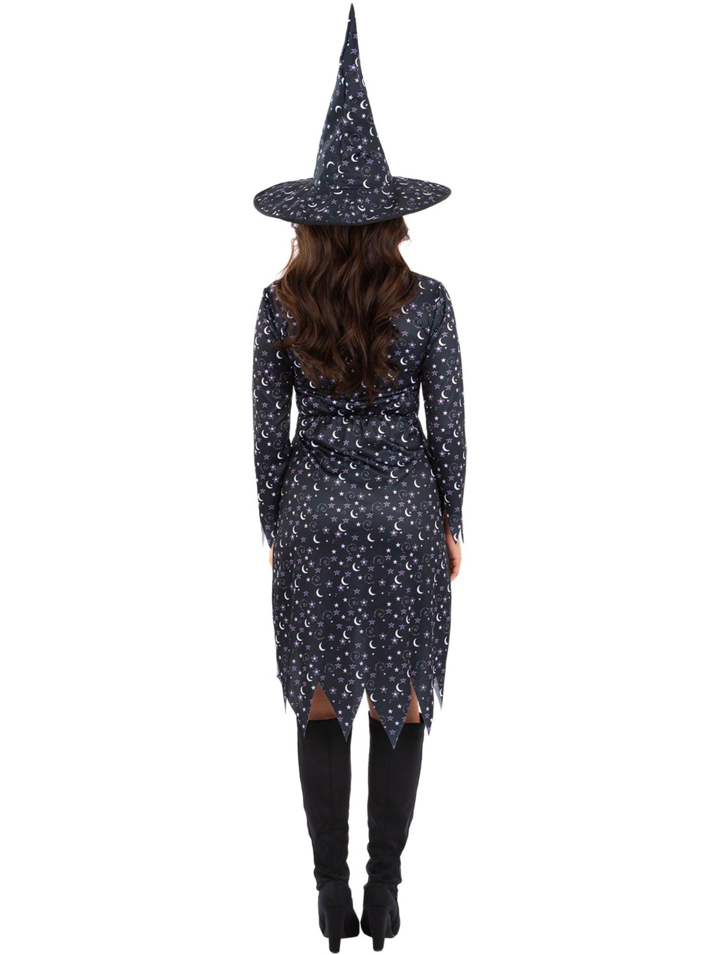 Smiffys Moon & Stars Witch Kostüm für Damen in Schwarz mit Kleid und Hut – Detailansicht