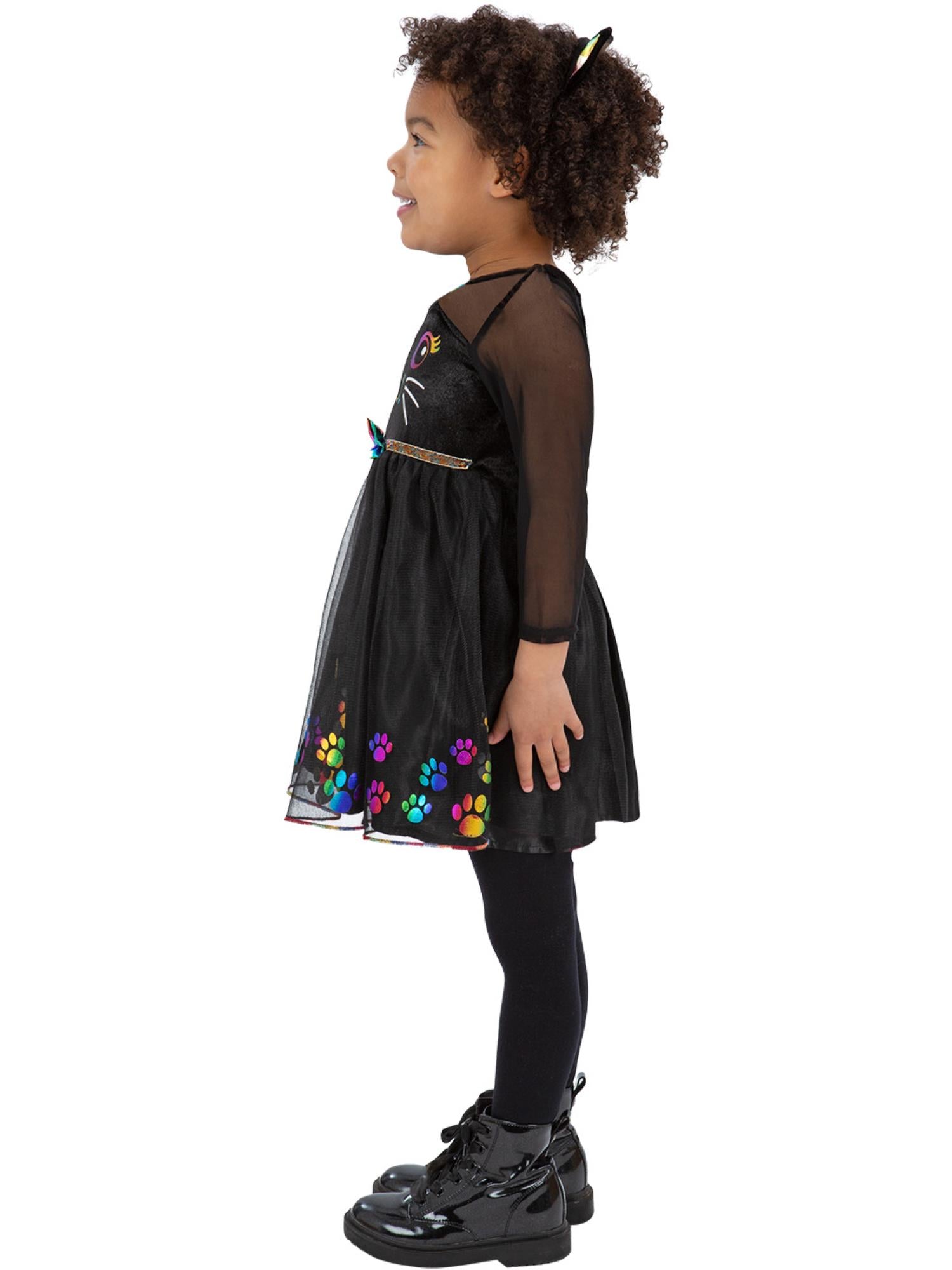 Smiffys Rainbow Cat Katzenkostüm für Mädchen mit Kleid und Headband – Seitenansicht