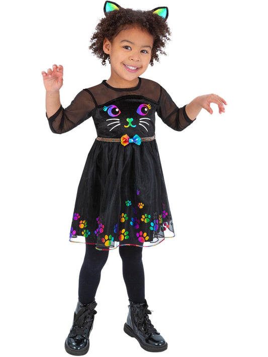 Smiffys Rainbow Cat Katzenkostüm für Mädchen mit Kleid und Headband – Produktansicht