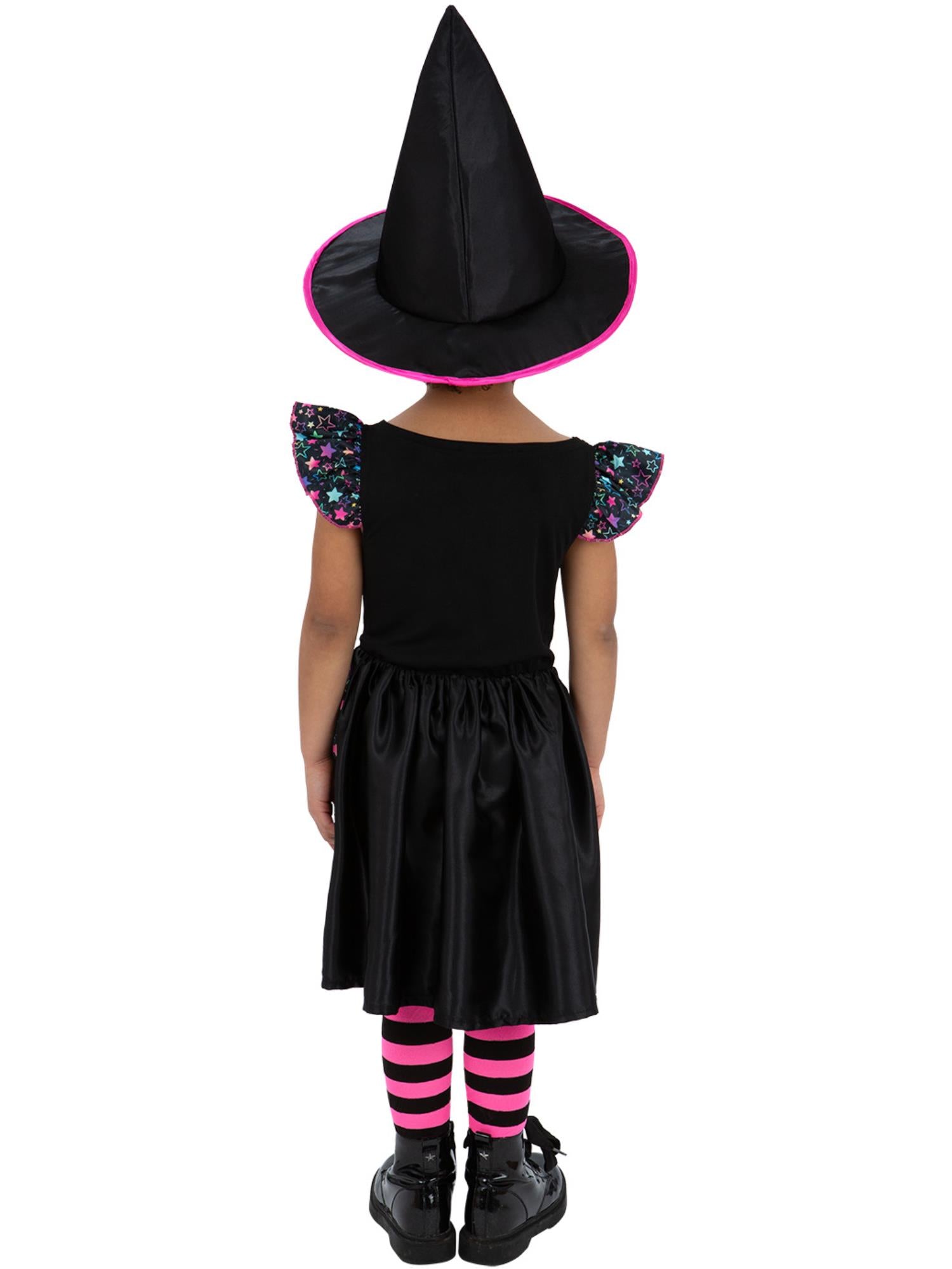 Smiffys Neon Star Witch Kostüm für Mädchen mit Kleid und Hut – Detailansicht