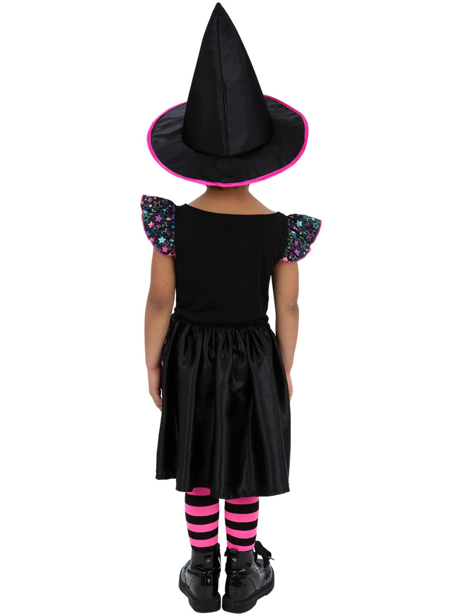 Smiffys Neon Star Witch Kostüm für Mädchen mit Kleid und Hut – Detailansicht