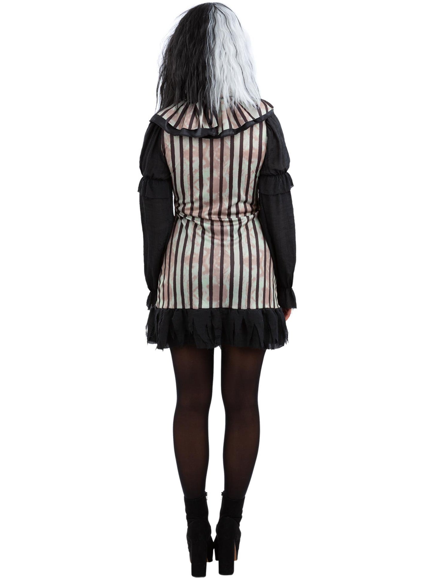 Smiffys Dark Vintage Clown Kostüm für Damen in Schwarz mit Kleid und Halsrüsche – Detailansicht