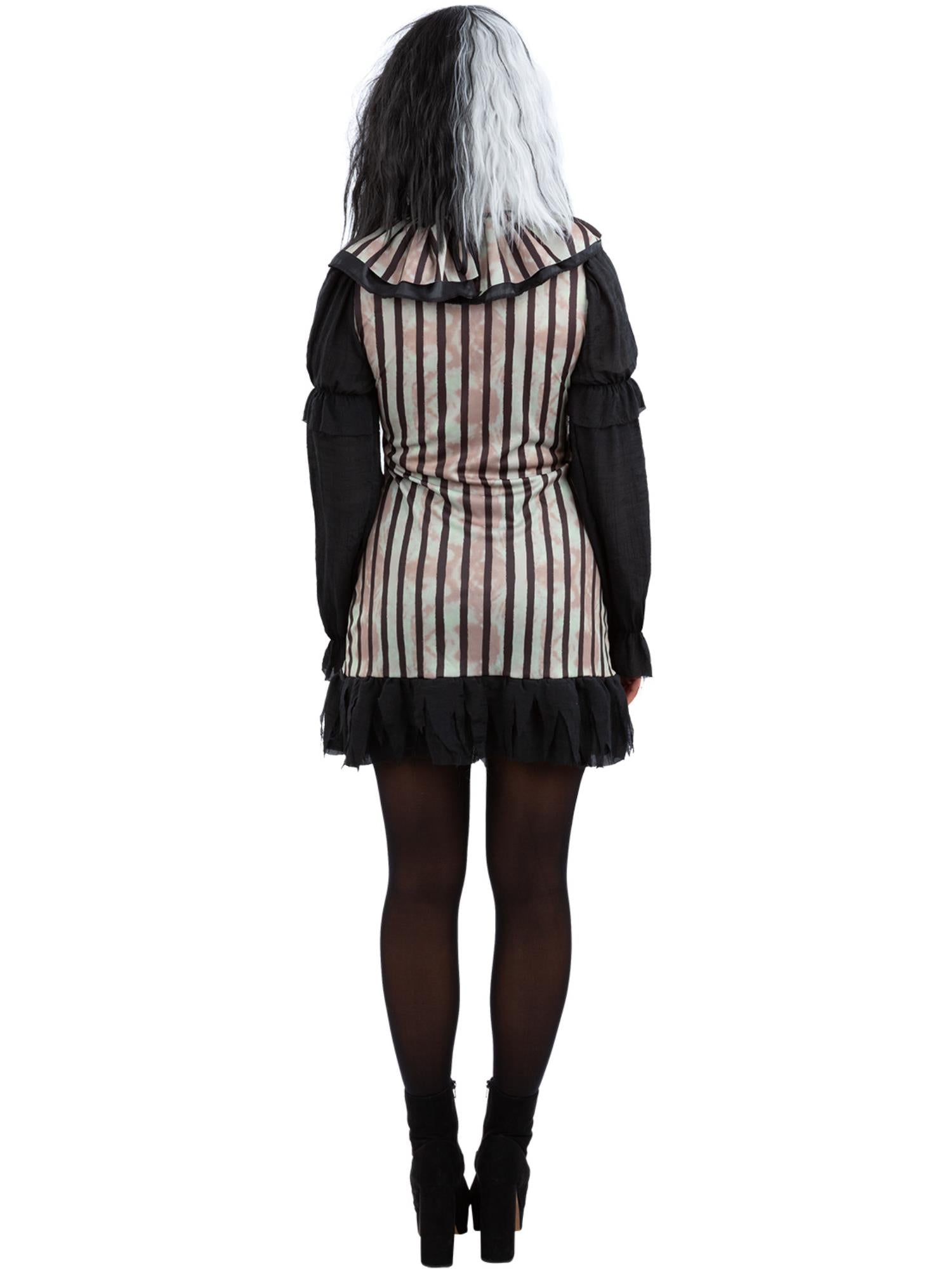 Smiffys Dark Vintage Clown Kostüm für Damen in Schwarz mit Kleid und Halsrüsche – Detailansicht