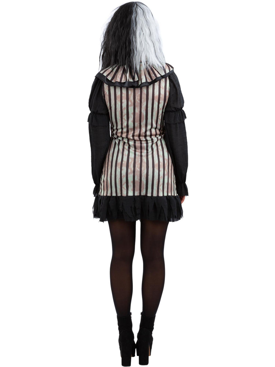 Smiffys Dark Vintage Clown Kostüm für Damen in Schwarz mit Kleid und Halsrüsche – Detailansicht