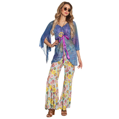 Boland Flower Lady Hippie Kostüm Damen Blau 70er Jahre 2-teilig