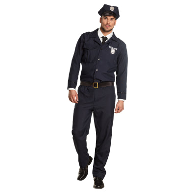 Boland Polizei-Kostüm für Herren 4-teilig mit Mütze Shirt Gürtel und Hose