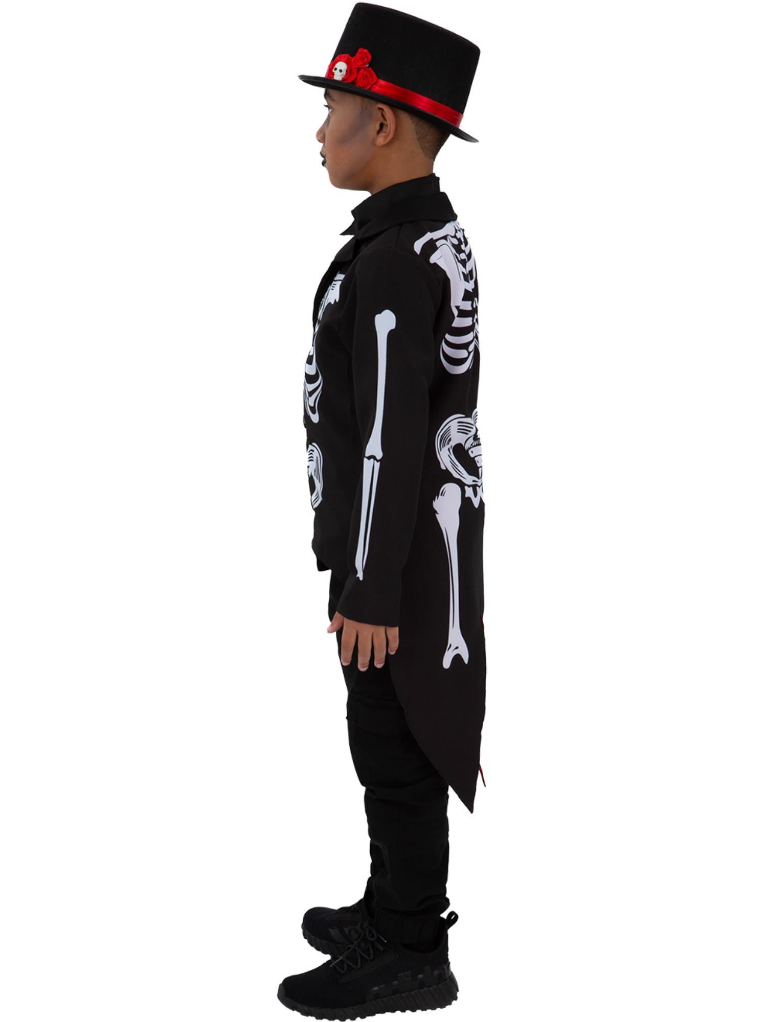 Smiffys Day of the Dead Señor Skeleton Kostüm für Jungen schwarz – Seitenansicht
