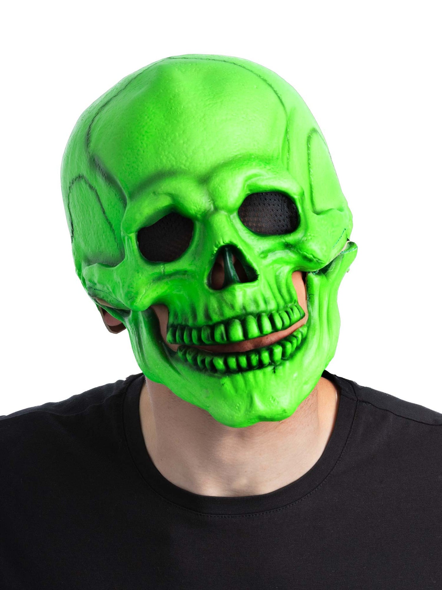 Smiffys Green UV Blacklight Skeleton Latex Mask für Herren