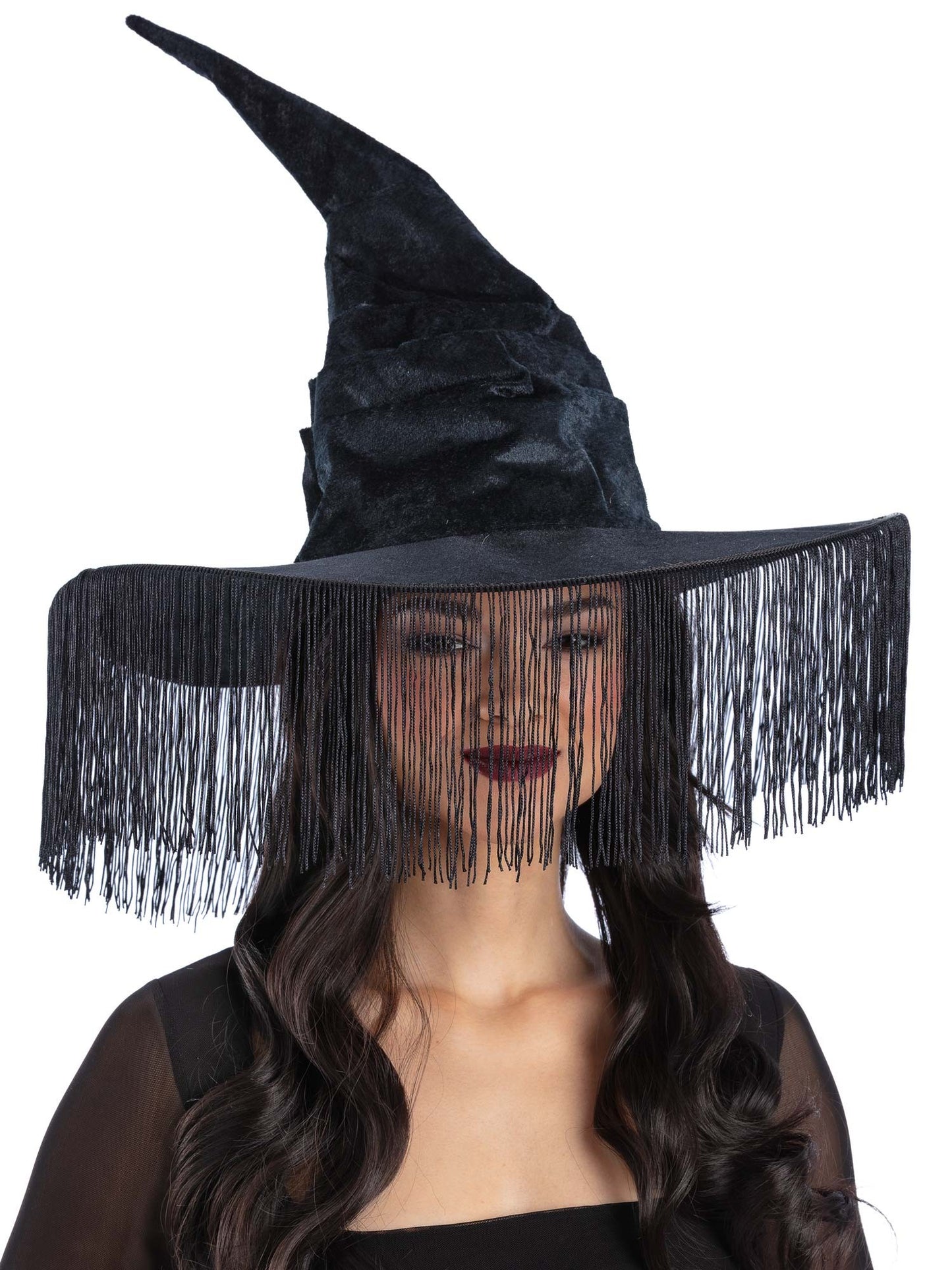 Smiffys schwarzer Black Fringe Western Witch Hat mit Fransen für Damen
