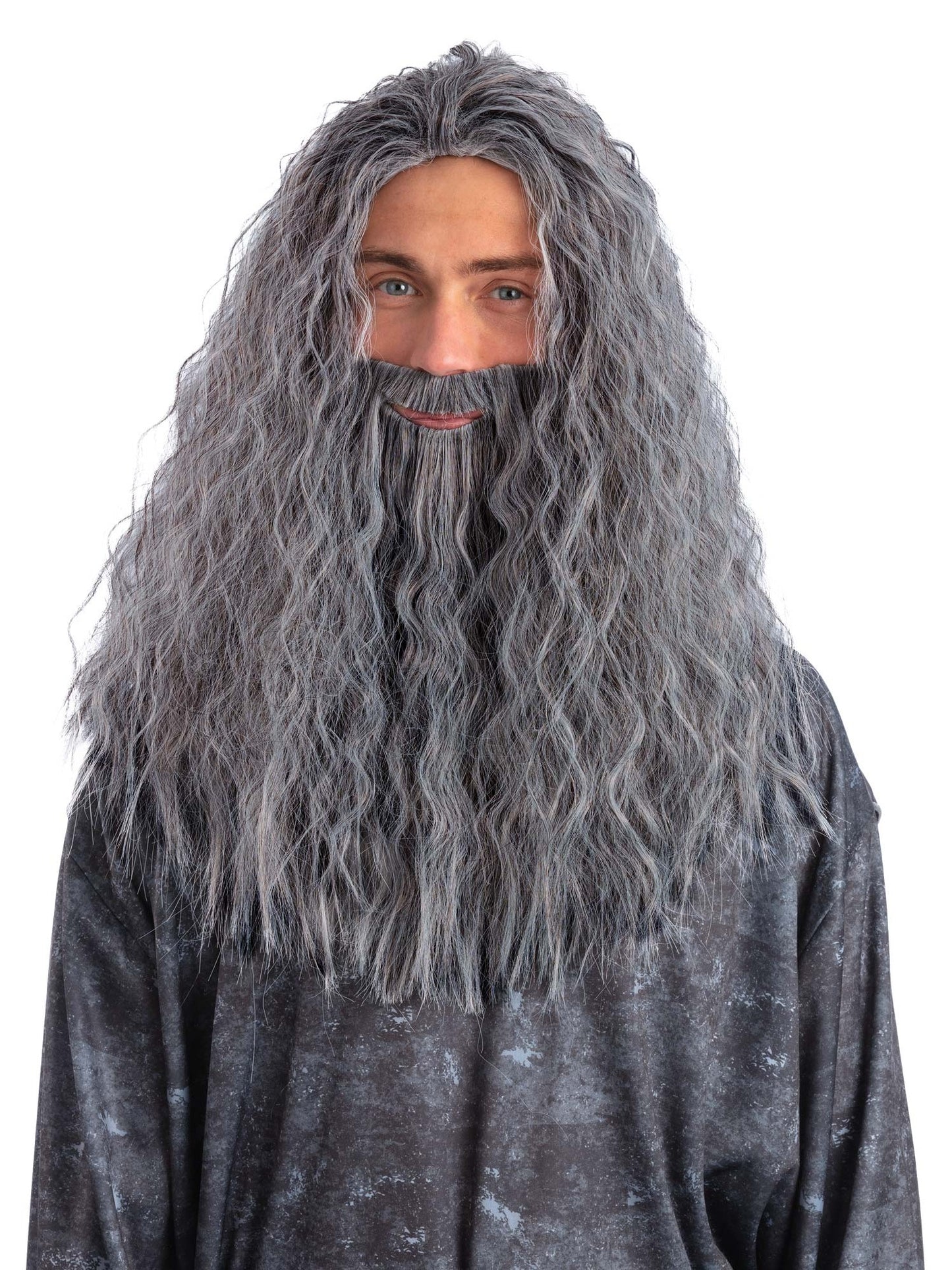 Smiffys Sorcerer/Wizard Wig & Beard Set, Grey für Herren