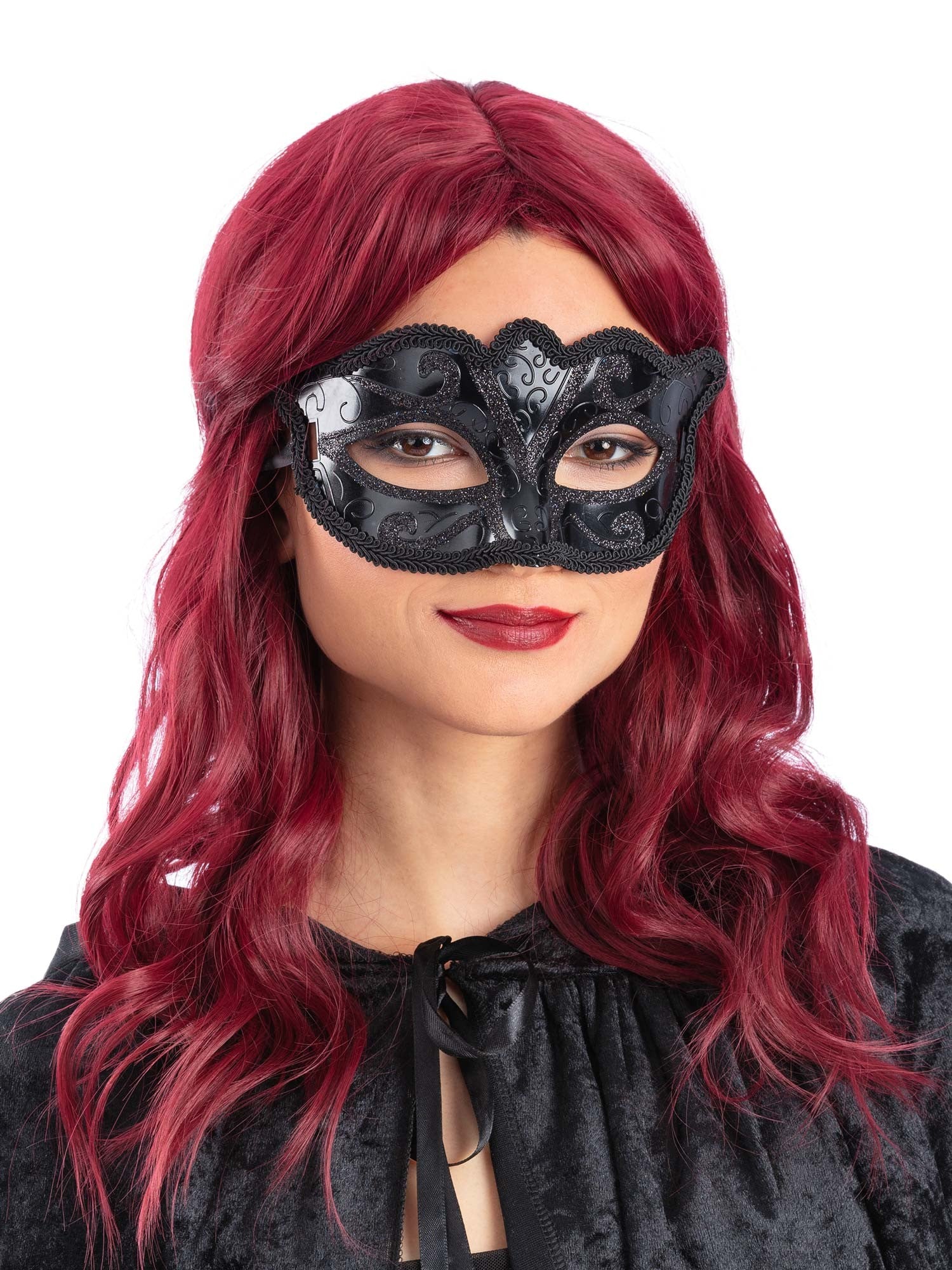 Smiffys Black Venetian Masquerade Eyemask schwarze venezianische Augenmaske für Erwachsene