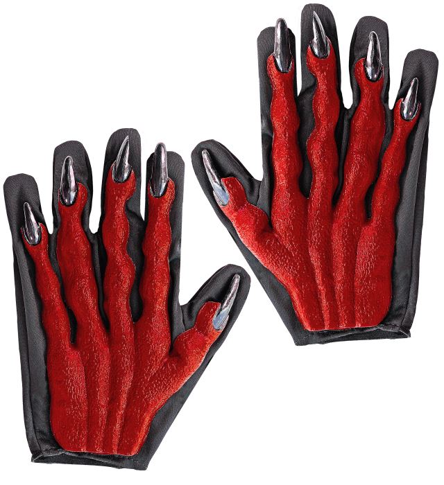 3D-Teufelshandschuhe in Rot mit realistischem Design für Halloween und Fasnacht