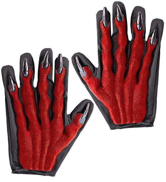 3D-Teufelshandschuhe in Rot mit realistischem Design für Halloween und Fasnacht