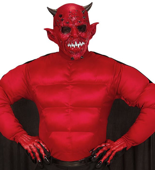 3D-Teufelshandschuhe in Rot mit realistischem Design für Halloween und Fasnacht