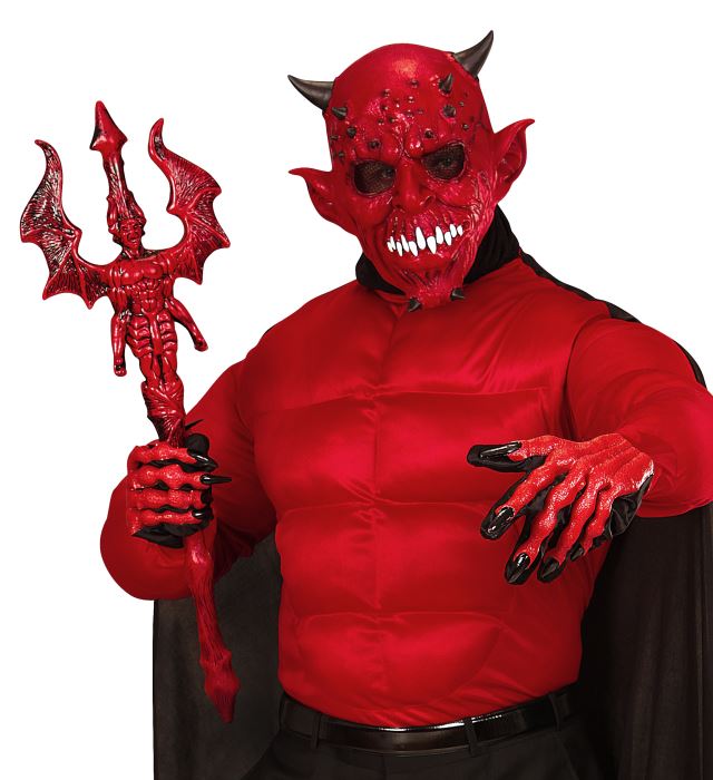 3D-Teufelshandschuhe in Rot mit realistischem Design für Halloween und Fasnacht