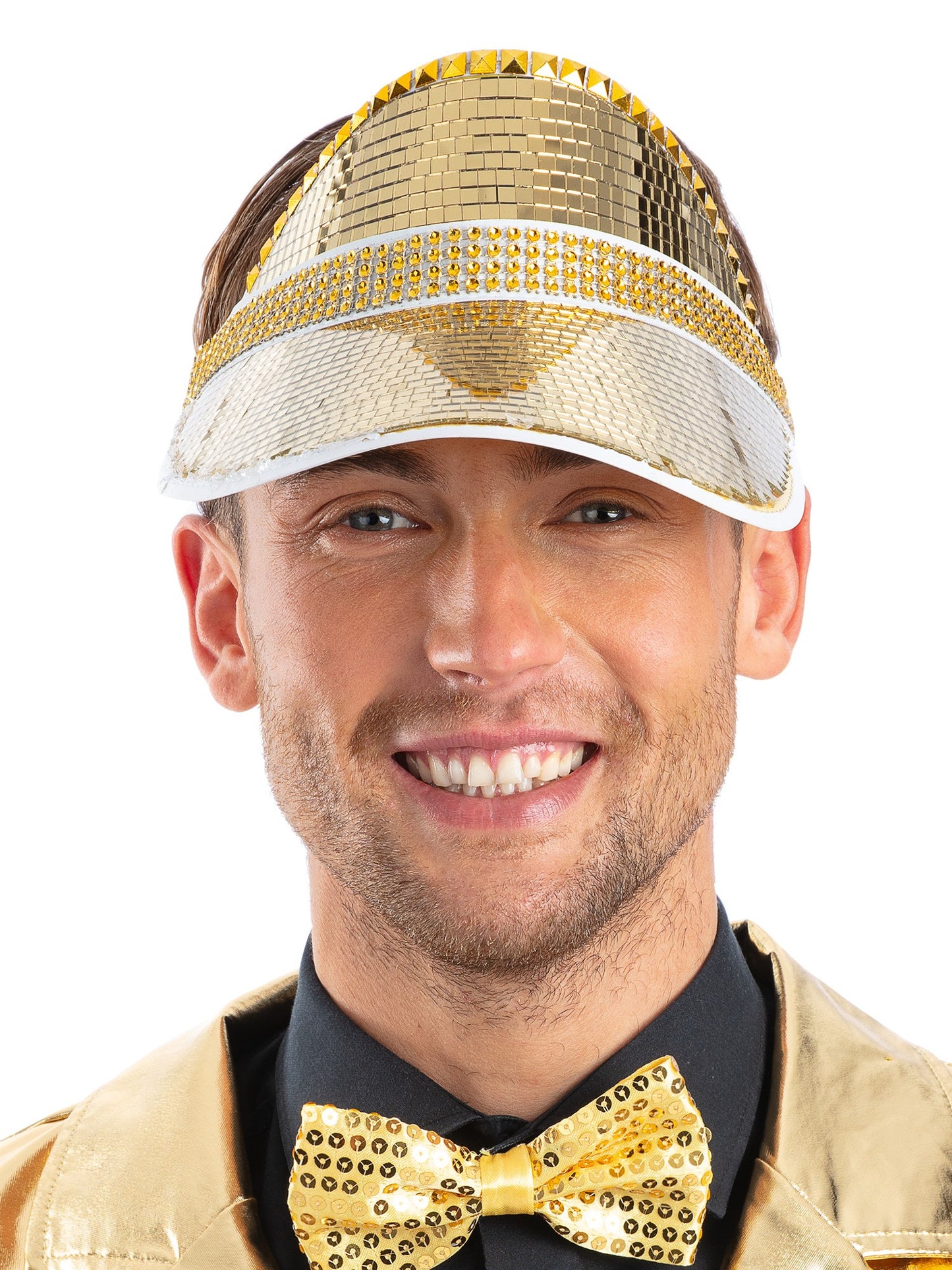Gold Disco Ball Visor von Smiffys für Erwachsene