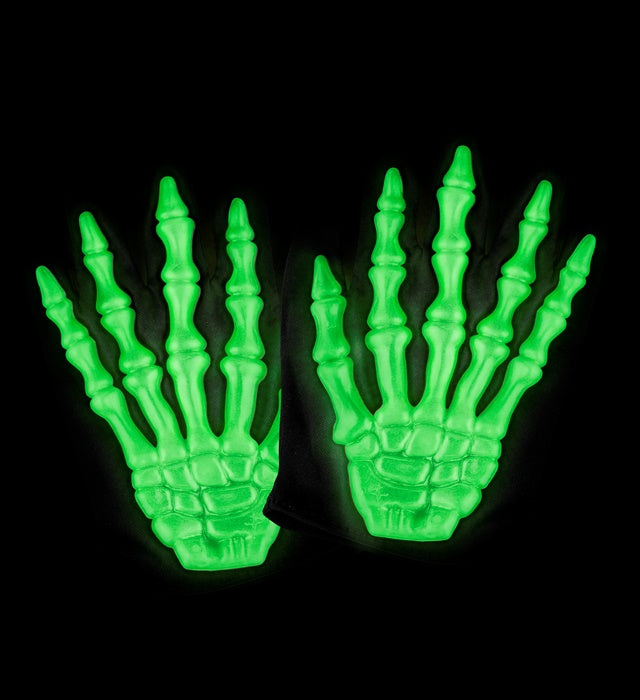Kinderhandschuhe mit leuchtendem Neonskelett-Motiv für Halloween und Fasnacht