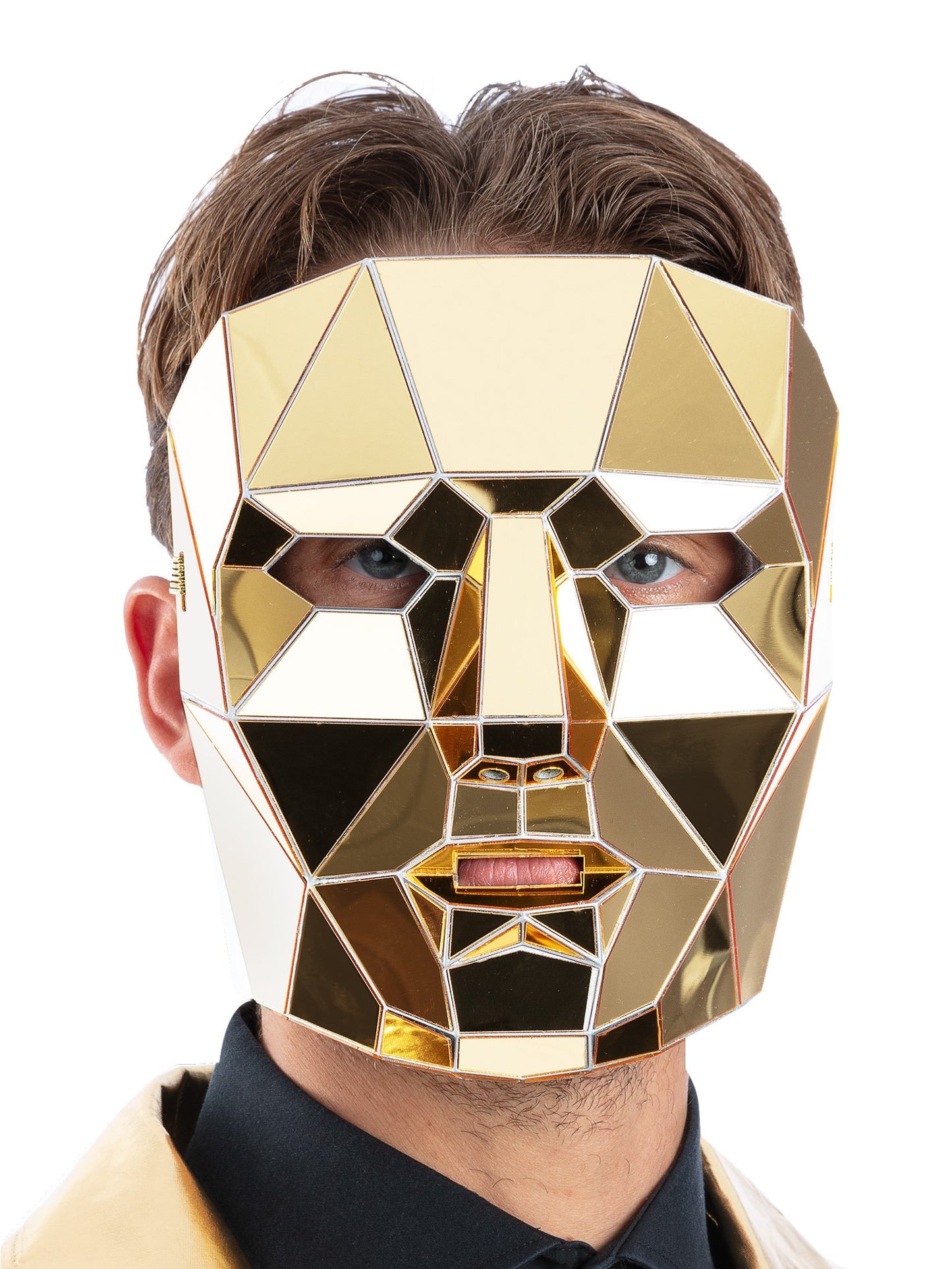 Smiffys Gold Mirrored AI Robot Mask goldene spiegelnde Roboter-Maske für Erwachsene