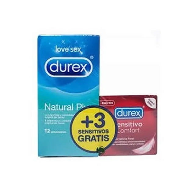 DUREX DUREX Love Sex Natural Plus 12 Kondome plus 3 Sensitive Kondome Kosmetik