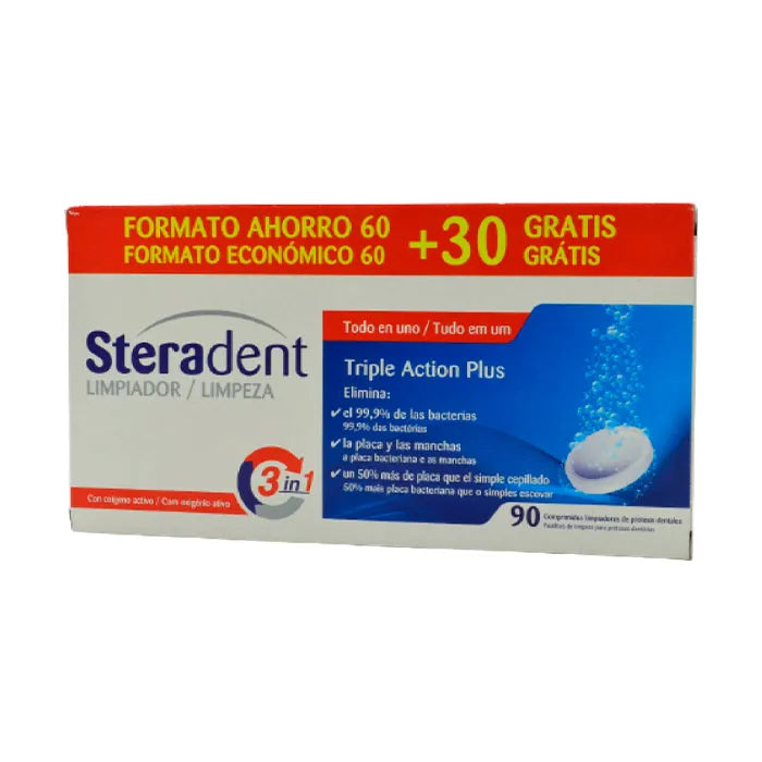 STERADENT STERADENT Dreifachwirkung Plus Reinigungstabletten 60 Stück 30 Stück Packung Kosmetik