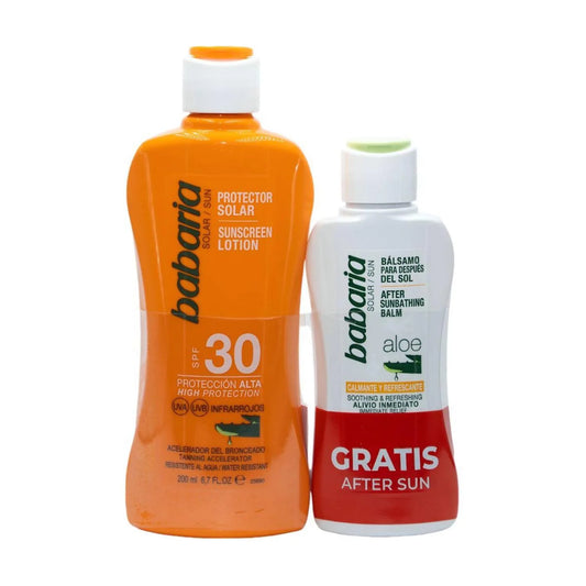 BABARIA BABARIA Aloe Protector Solar SPF 30 200 ml und Balsamo After Sun 1 Stück Set Sonnenpflege