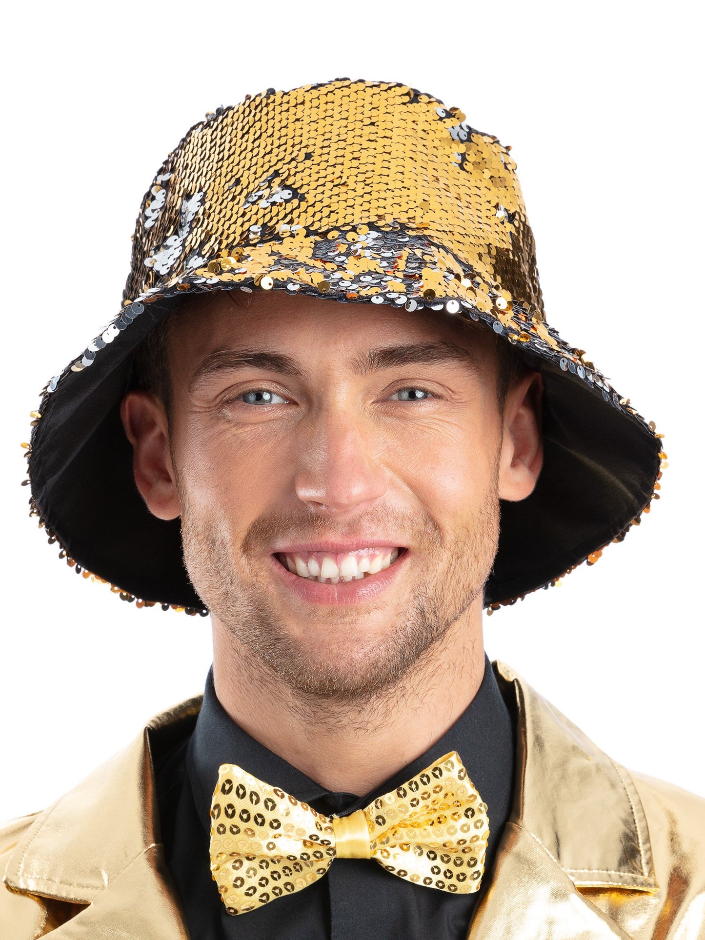 Smiffys Gold & Silver Sequin Bucket Hat für Unisex