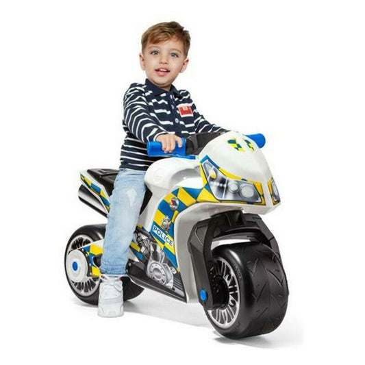 Moltó Polizei Motorrad in Blau und Weiß, 73 cm lang, aus robustem PVC für Kinder.