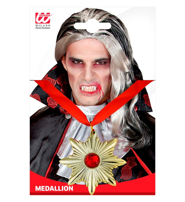 Dracula Medaillon in elegantem Design als Halloween- und Fasnacht Kostümzubehör