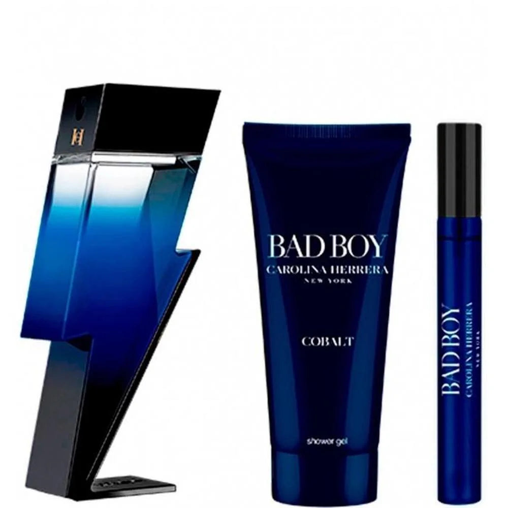 Carolina Herrera Bad Boy Cobalt Eau de Parfum Geschenkset mit 100 ml, 10 ml und Duschgel 100 ml