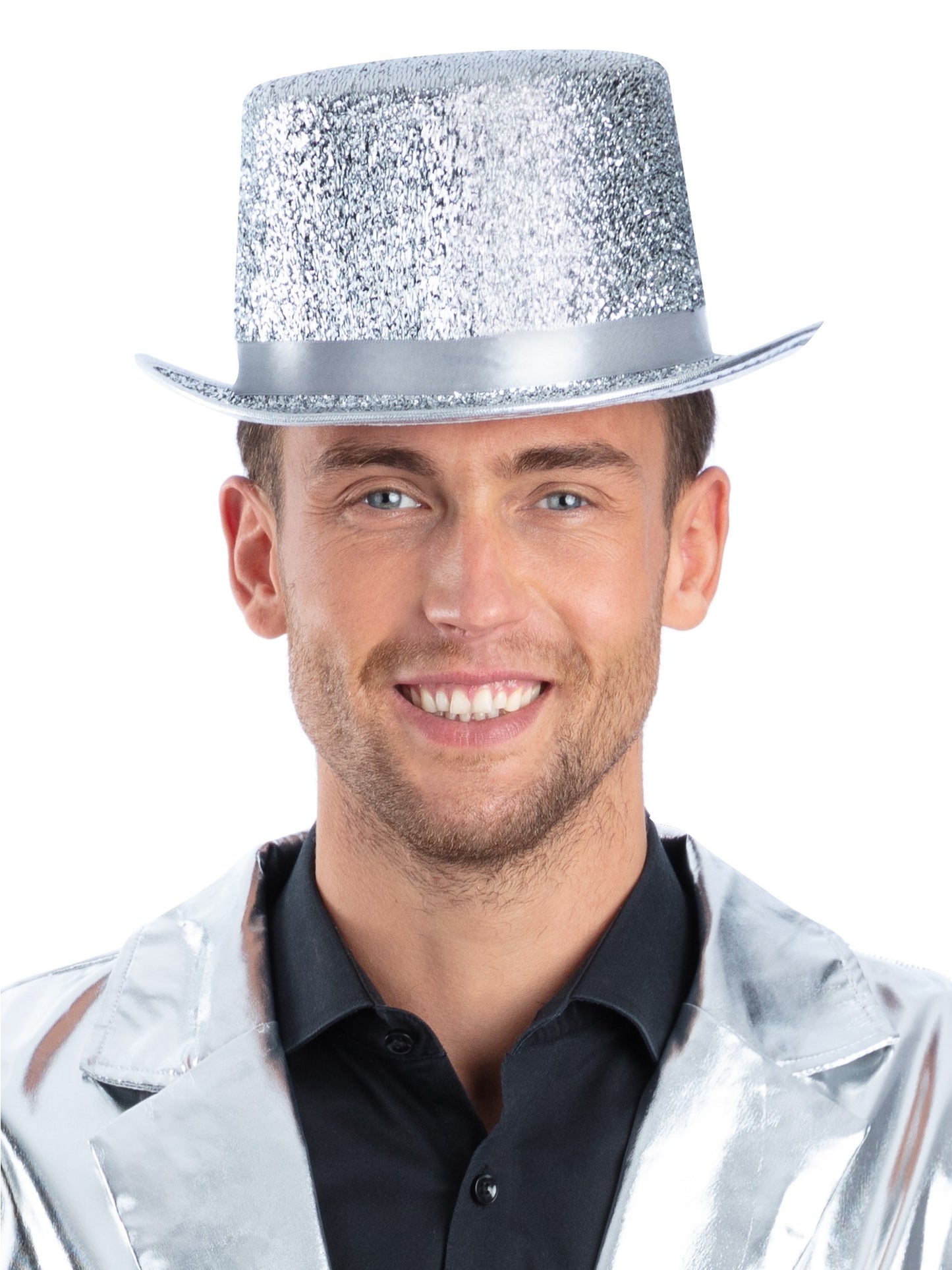Smiffys Metallic Silver Lurex Top Hat für Unisex