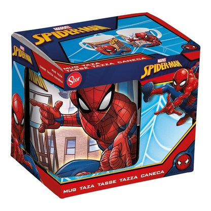 Spider-Man Great Power Henkelbecher aus Keramik, blau-rot, 350 ml – Detailansicht