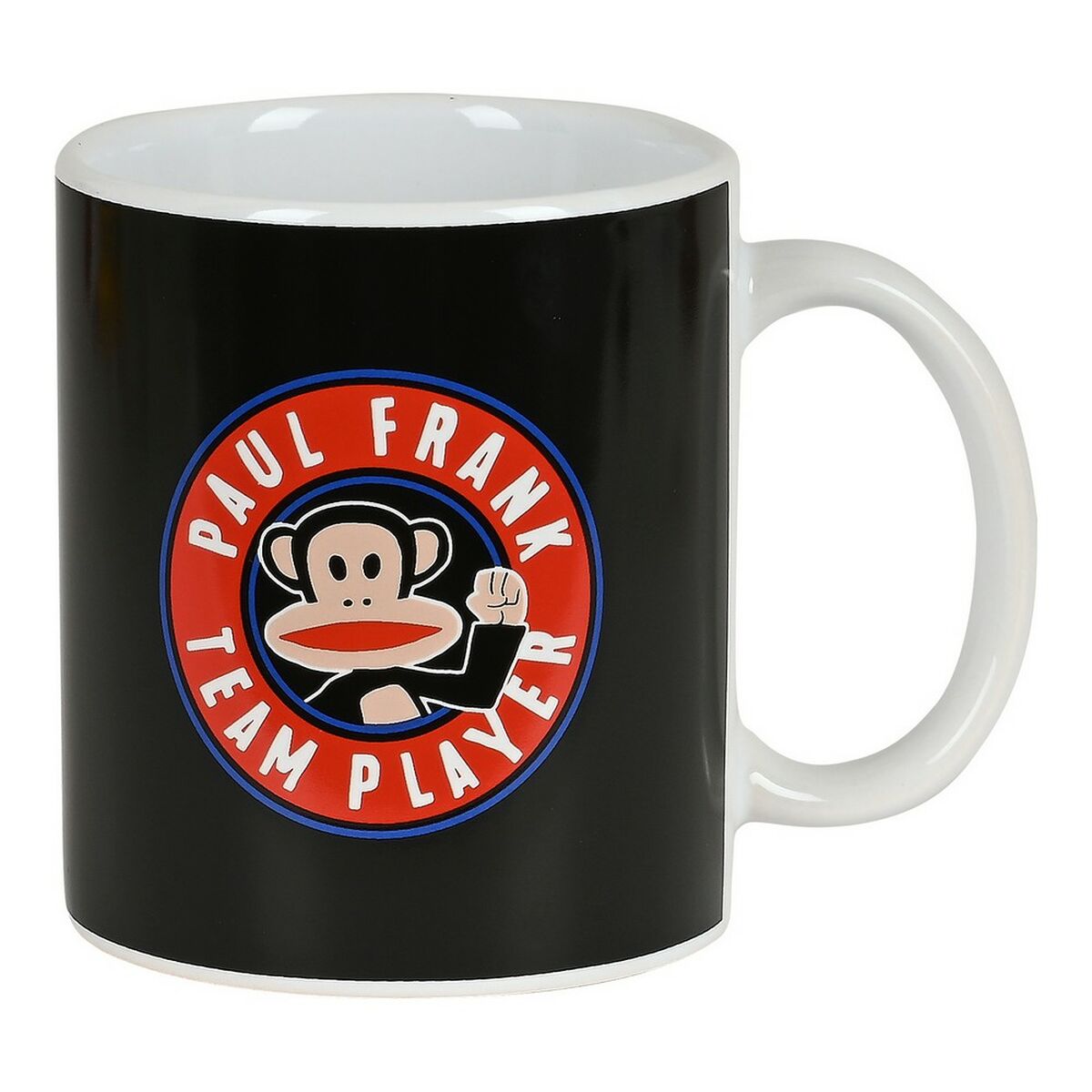 Paul Frank Team Player Henkelbecher aus schwarzer Keramik, 350 ml – Produktansicht