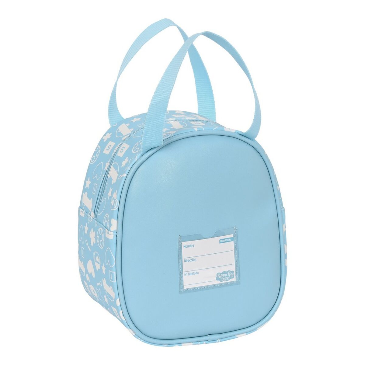 Blaue Thermo-Vesperbox Peppa Pig mit Reissverschluss und Tragegriff – Seitenansicht