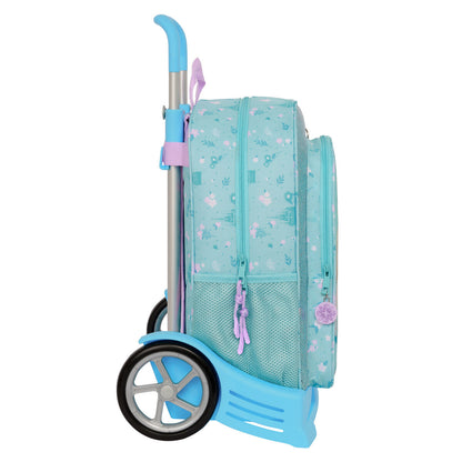 Frozen Schulrucksack mit Rädern Hello Spring blau – Seitenansicht