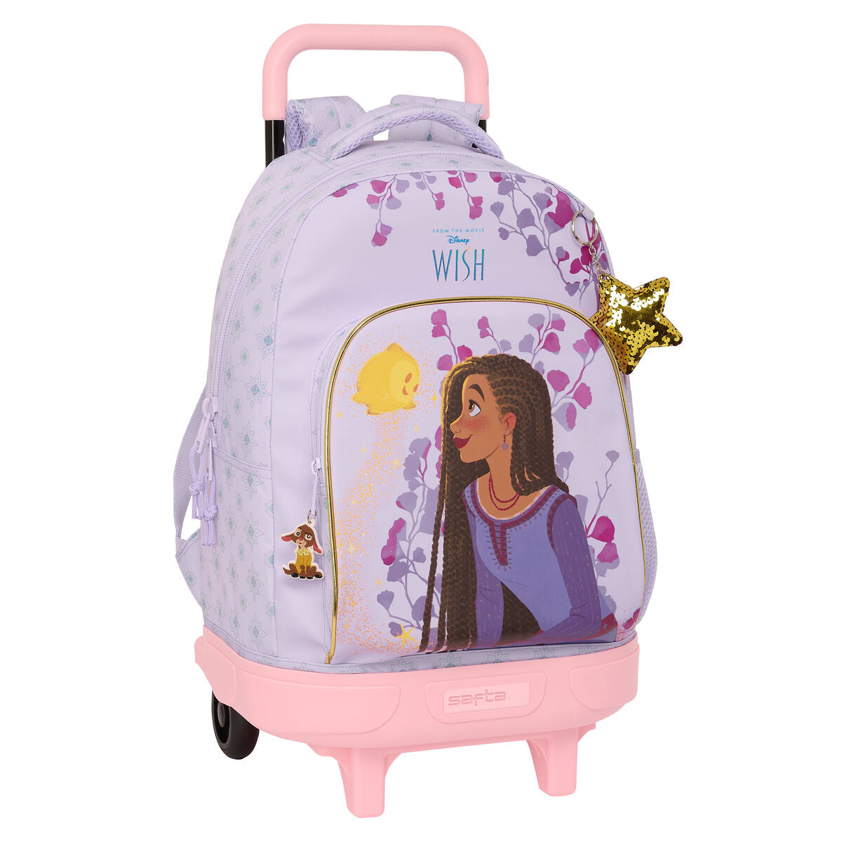 Lila Schulrucksack mit Rädern von Wish, 33 × 45 × 22 cm – Produktansicht