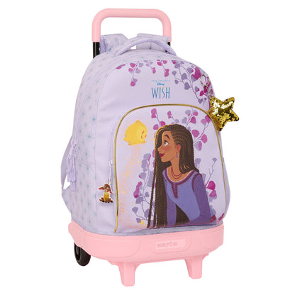 Lila Schulrucksack mit Rädern von Wish, 33 × 45 × 22 cm – Produktansicht