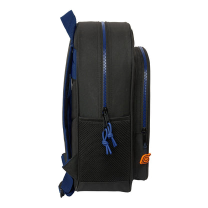 Naruto Ninja Schulrucksack blau-schwarz mit Hauptfach und Flaschentaschen – Seitenansicht