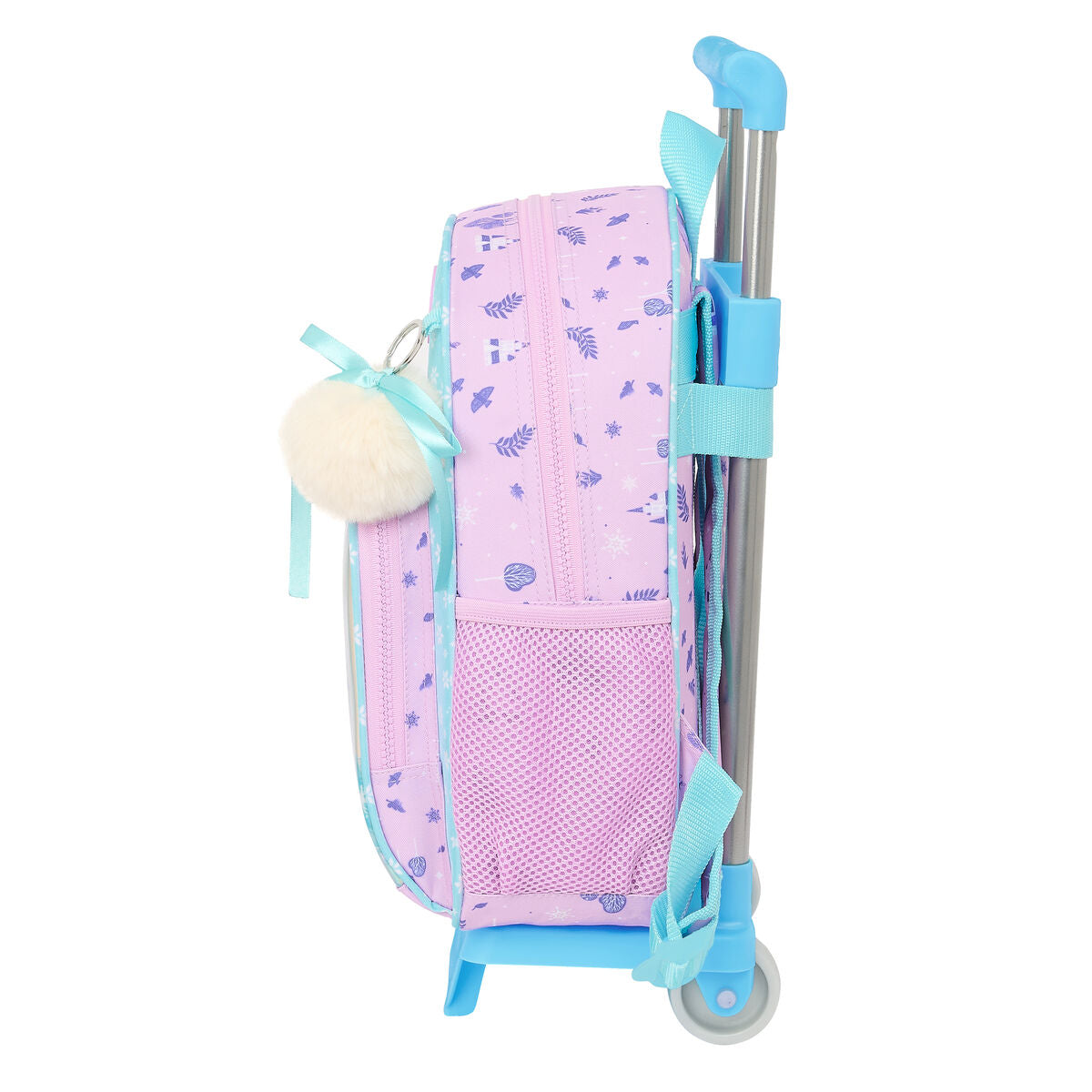 Frozen Cool Days Schulrucksack mit Rädern in Violett und Himmelsblau – Seitenansicht