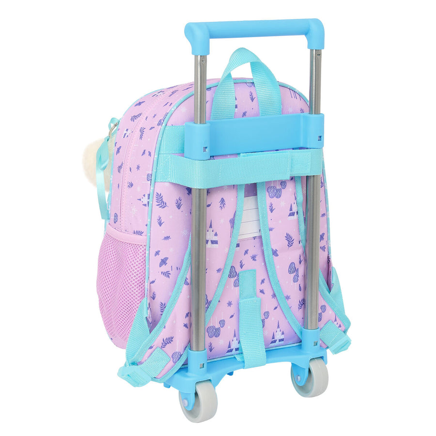 Frozen Cool Days Schulrucksack mit Rädern in Violett und Himmelsblau – Detailansicht