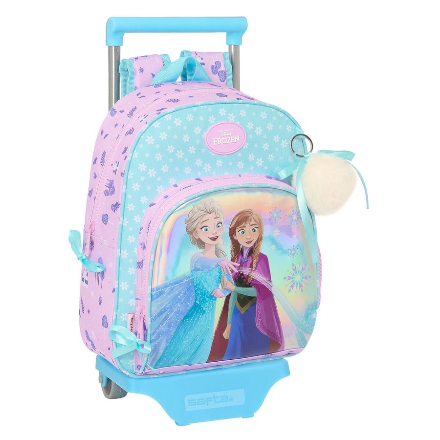 Frozen Cool Days Schulrucksack mit Rädern in Violett und Himmelsblau – Produktansicht