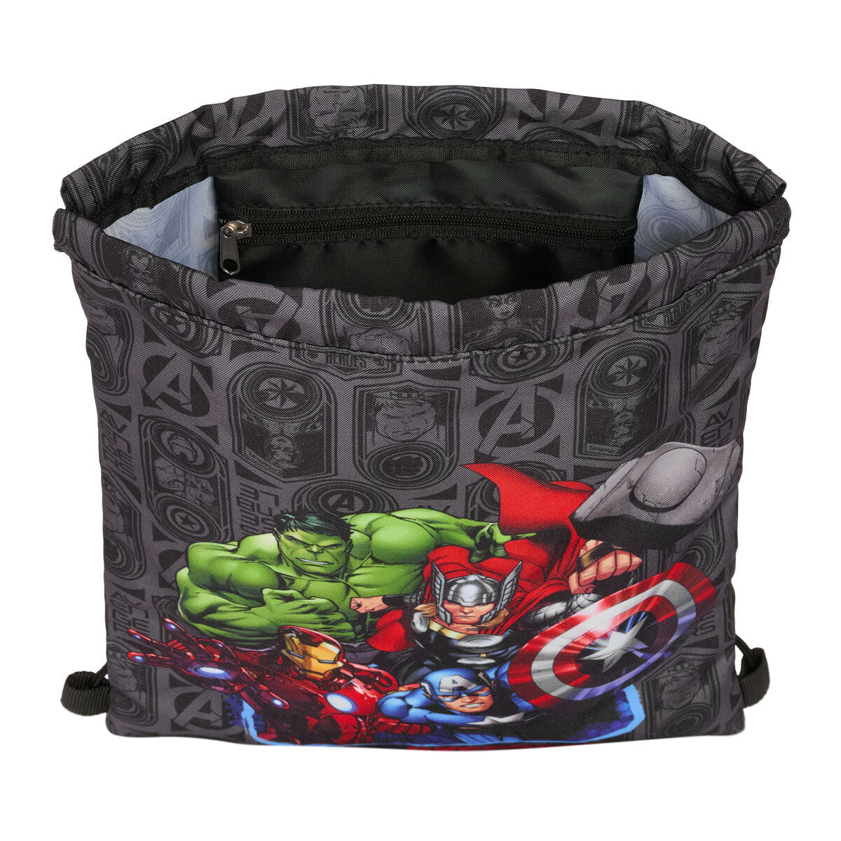 The Avengers Vendetta Rucksacktasche Schwarz mit Bändern – Rückansicht
