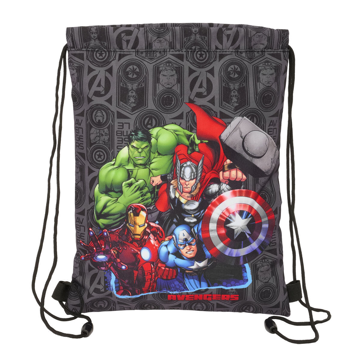 The Avengers Vendetta Rucksacktasche Schwarz mit Bändern – Produktansicht