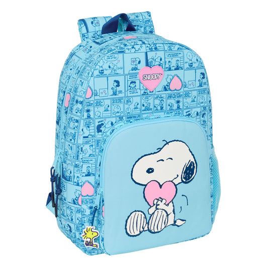 Blauer Snoopy Schulrucksack aus Polyester mit ergonomischen Trägern und mehreren Fächern