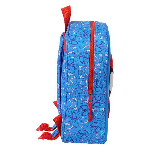 Roter und marineblauer Spider-Man Kinderrucksack mit 3D-Design, 22 x 27 x 10 cm.