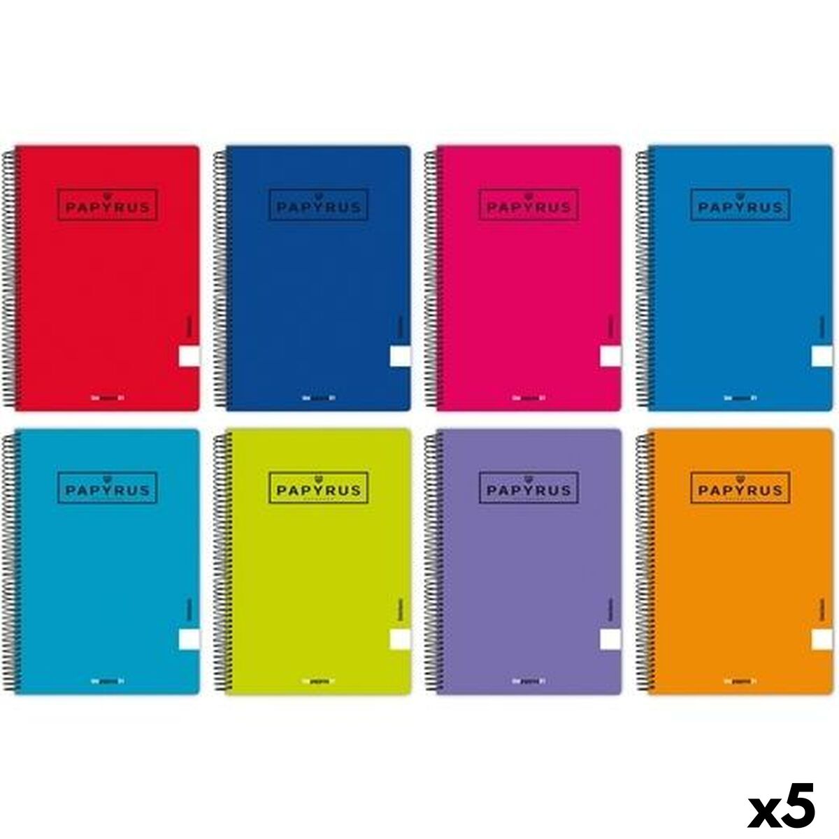 Papyrus 01-UNICLASIC Notizbuch Viertel mit Spiralbindung, 80 Blatt, 5 Stück – Produktansicht