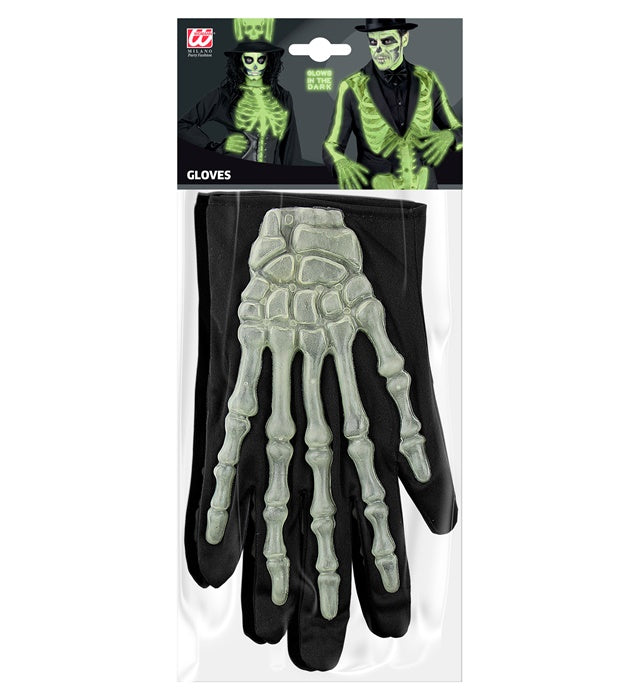 3D Neon Skelett Handschuhe in leuchtenden Farben für Fasnacht und Halloween