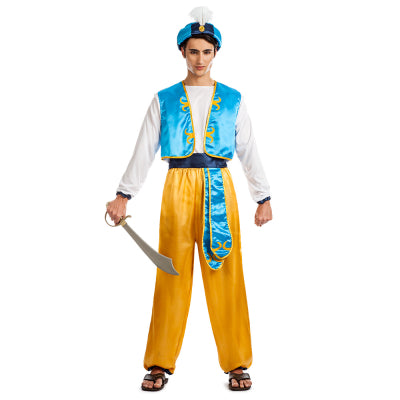 Boland Prinz Amir Arabisches Herrenkostüm – 5-teiliges Orient Set Weiss Blau Gelb