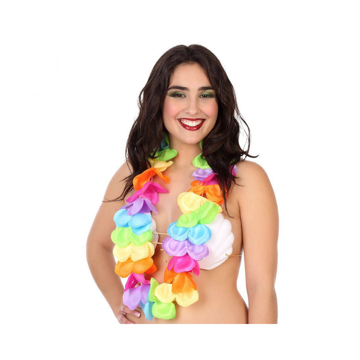 BigBuy Carnival Buntes Hawaiianer-Halsband als Verkleidungszubehör für Erwachsene – Produktansicht